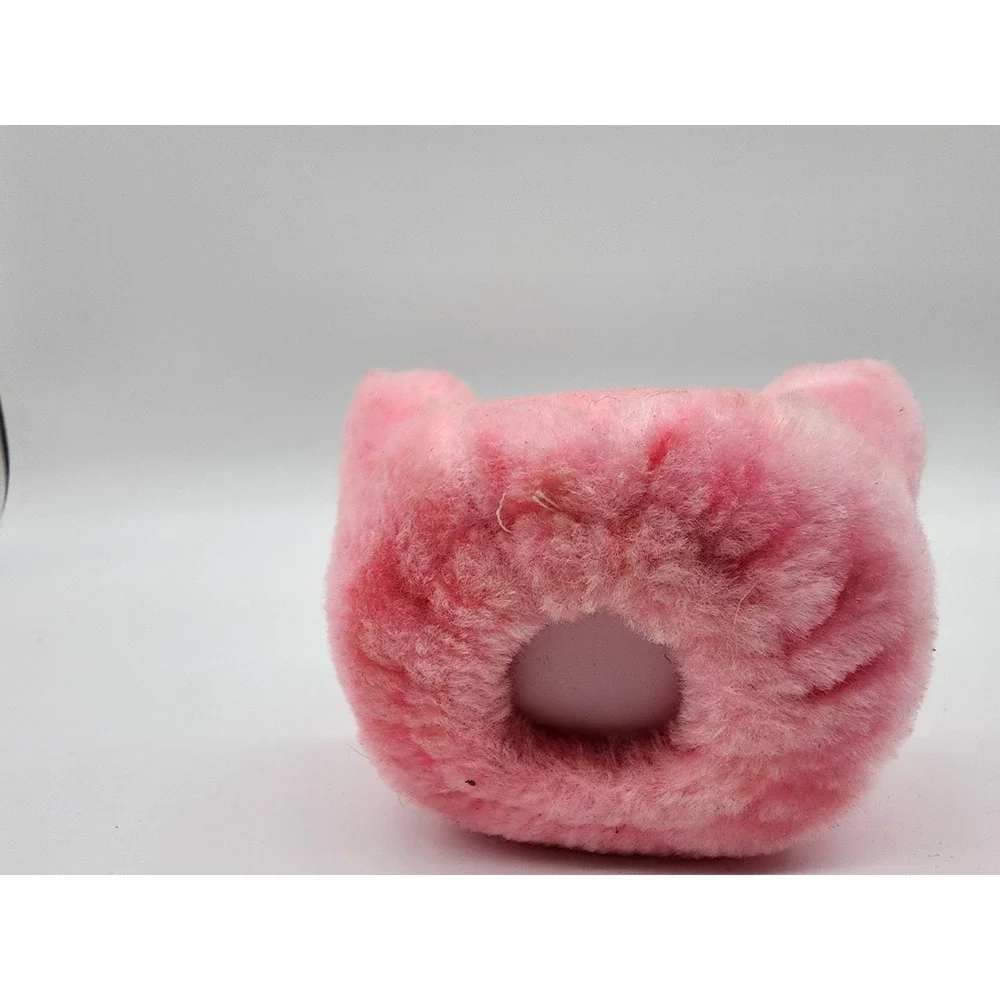 Vintage Pink Fuzzy Plush Doll Chair Blue Heart Accent Miniature Furniture 4 Inch